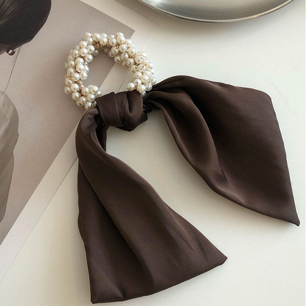 Chrissie Pearl Scarf Ponytail Holder