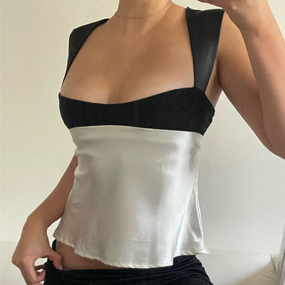 Melissa Colour Block Satin Top