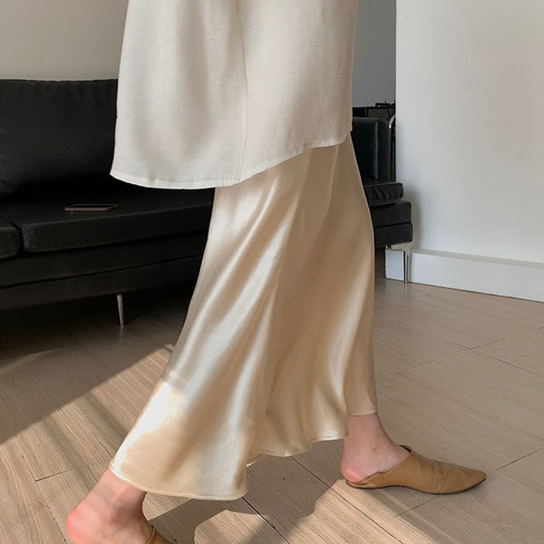 Leena Sophistication Satin Midi Skirt