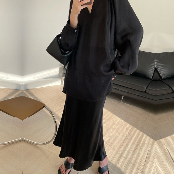 Leena Sophistication Satin Midi Skirt