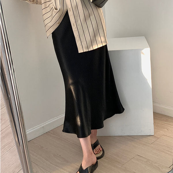 Leena Sophistication Satin Midi Skirt
