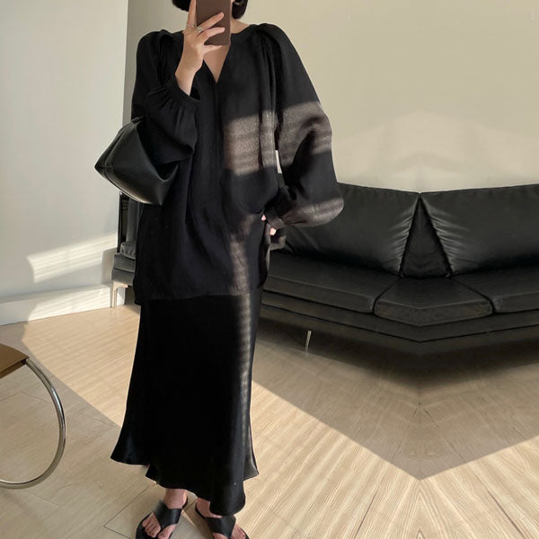 Leena Sophistication Satin Midi Skirt