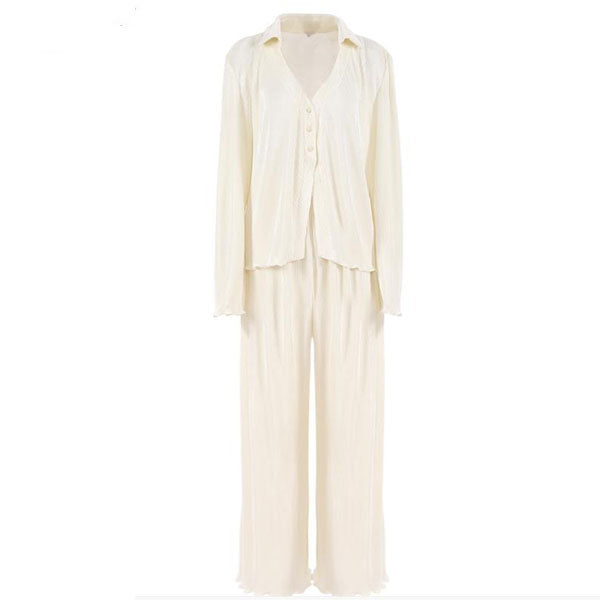 Francis Pleated Long Sleeve Shirt & Pants Set