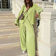 Francis Pleated Long Sleeve Shirt & Pants Set