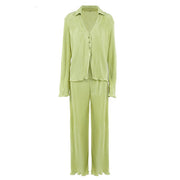 Francis Pleated Long Sleeve Shirt & Pants Set