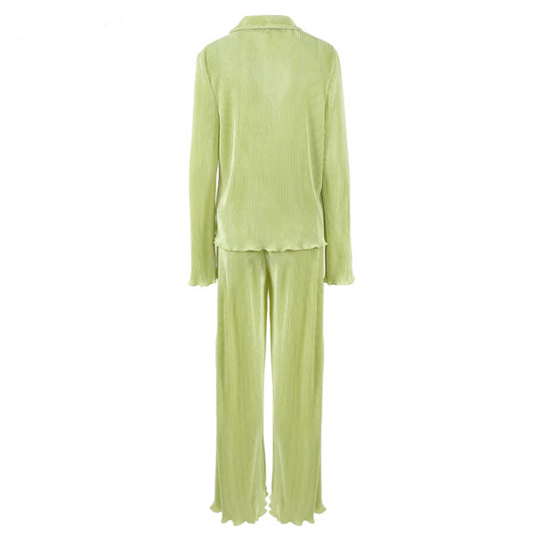 Francis Pleated Long Sleeve Shirt & Pants Set