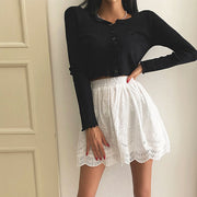 Mandy White Embroidered Print Mini Skirt
