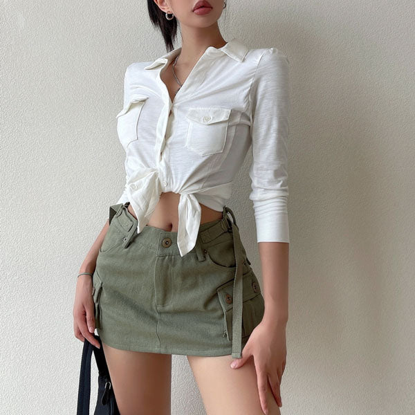 Alicia Mid Rise Cargo Skort
