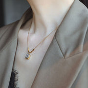 Callie Smiley Pearl Pendant Gold Necklace