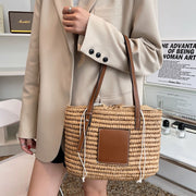 Natalie Rattan Woven Straw Tote Bag