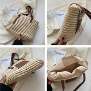 Natalie Rattan Woven Straw Tote Bag