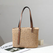 Natalie Rattan Woven Straw Tote Bag