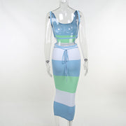 Mila Stripe Tie Back Bodycon Midi Dress