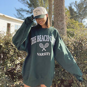 Melinda Forest Green Varsity Pullover Sweatshirt