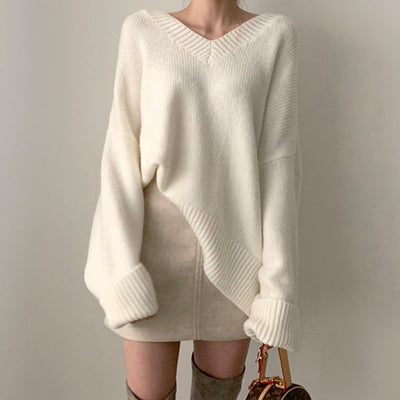 Cynthia Ivory V Neck Knit Sweater