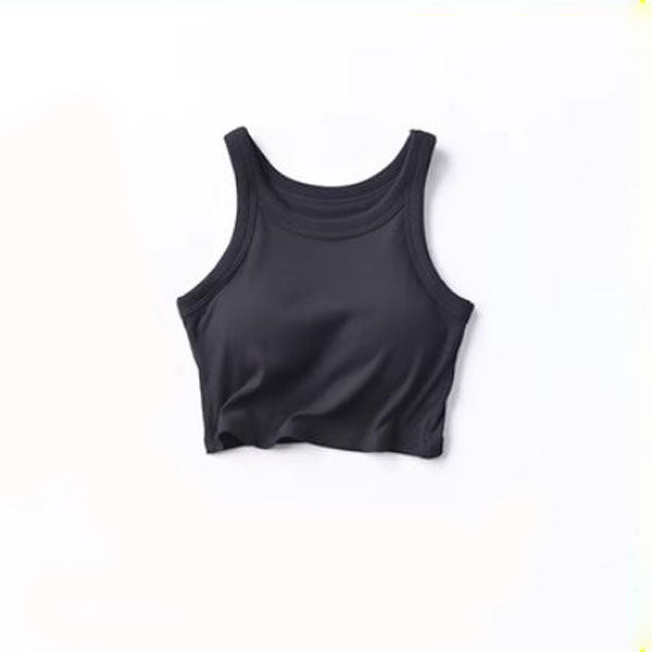 Ester Padded Ribbed Crop Tank Top