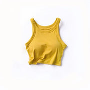 Ester Padded Ribbed Crop Tank Top