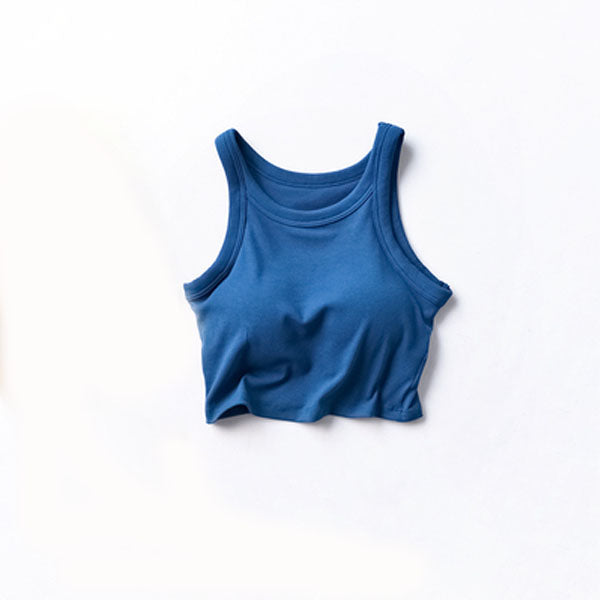 Ester Padded Ribbed Crop Tank Top