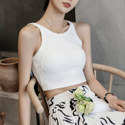 Ester Padded Ribbed Crop Tank Top