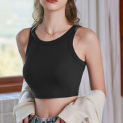 Ester Padded Ribbed Crop Tank Top