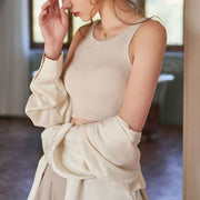 Ester Padded Ribbed Crop Tank Top