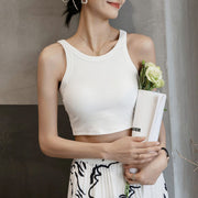 Ester Padded Ribbed Crop Tank Top