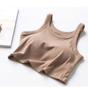 Ester Padded Ribbed Crop Tank Top