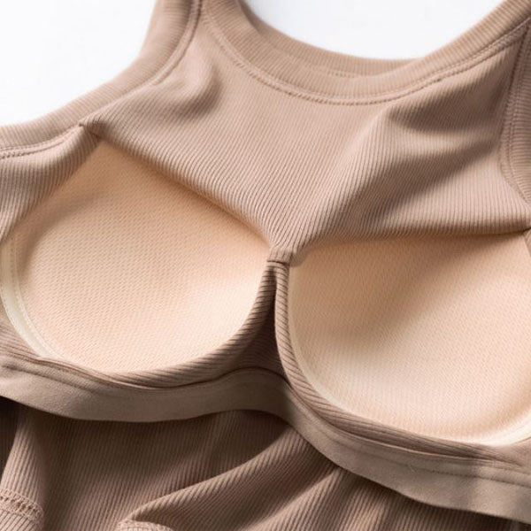 Ester Padded Ribbed Crop Tank Top
