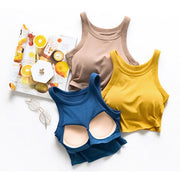 Ester Padded Ribbed Crop Tank Top