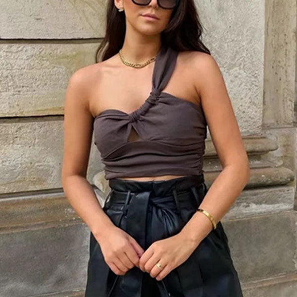 Tara One Shoulder Asymmetrical Crop Top