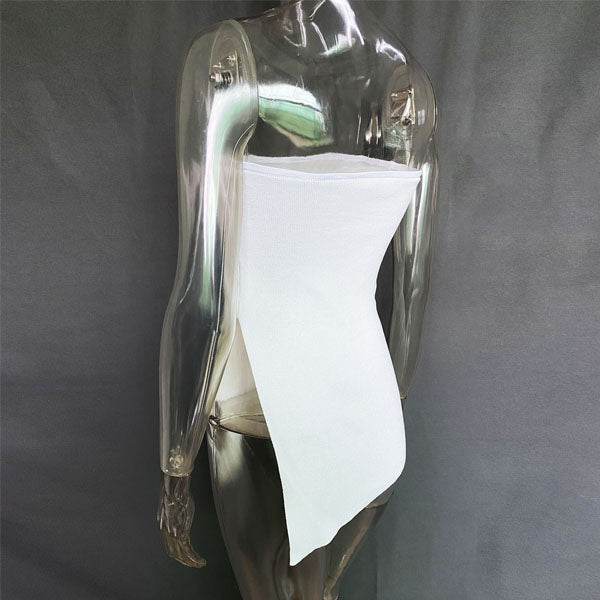 Kelli Asymmetrical Side Slit Strapless Top