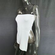 Kelli Asymmetrical Side Slit Strapless Top