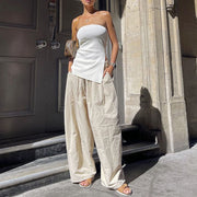 Kelli Asymmetrical Side Slit Strapless Top