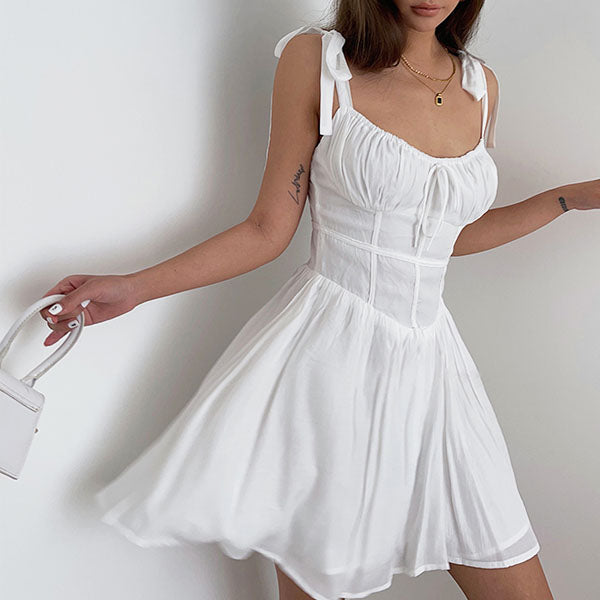 Kiri Sweet Sleeveless White Mini Dress – The Wildflower Shop