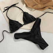 Anne Pleated Cups Halter Bikini Set