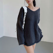 Mavis Oversize V Neck Knit Sweater Top