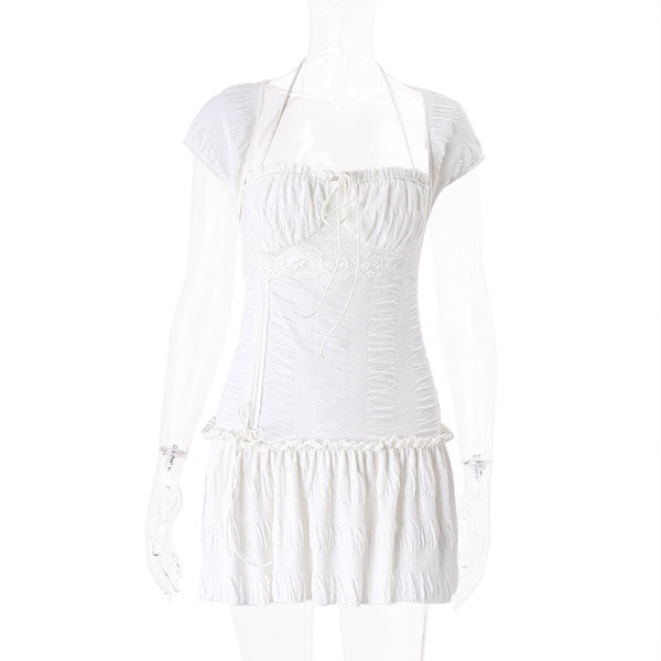 Alicia White Coquette Style Ruched Mini Dress