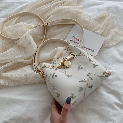 Rae Floral Embroidery Bucket Handbag