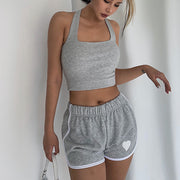 Madison Halter Ribbed Crop Tank Top