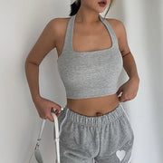 Madison Halter Ribbed Crop Tank Top