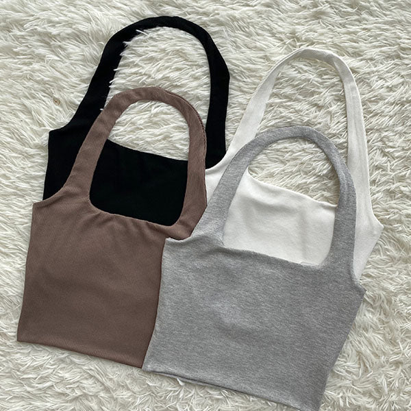 Madison Halter Ribbed Crop Tank Top