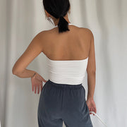 Madison Halter Ribbed Crop Tank Top