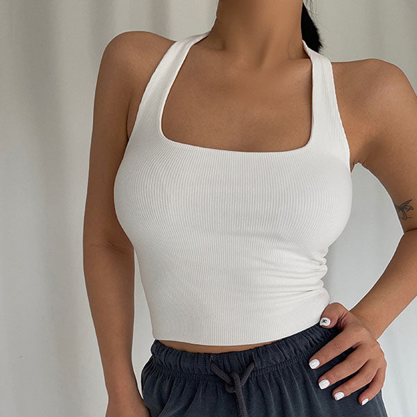 Madison Halter Ribbed Crop Tank Top