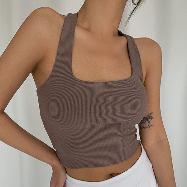 Madison Halter Ribbed Crop Tank Top