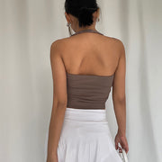 Madison Halter Ribbed Crop Tank Top