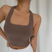 Madison Halter Ribbed Crop Tank Top