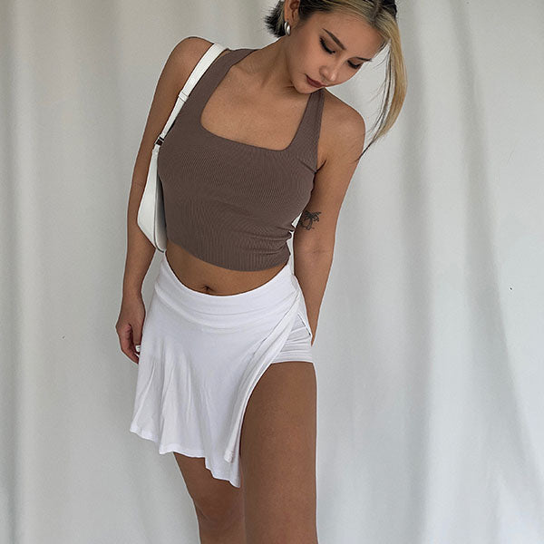 Madison Halter Ribbed Crop Tank Top