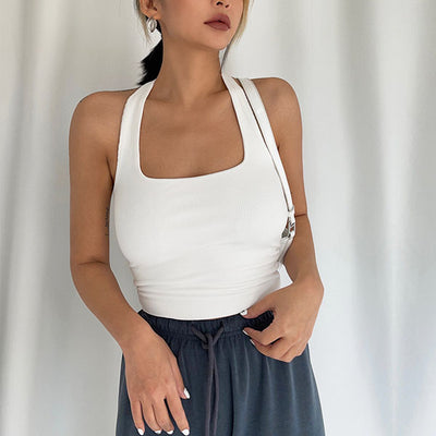 Madison Halter Ribbed Crop Tank Top