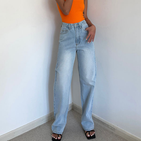 Chriselle Medium Wash Straight Leg High-Waisted Jeans