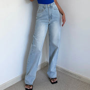 Chriselle Medium Wash Straight Leg High-Waisted Jeans